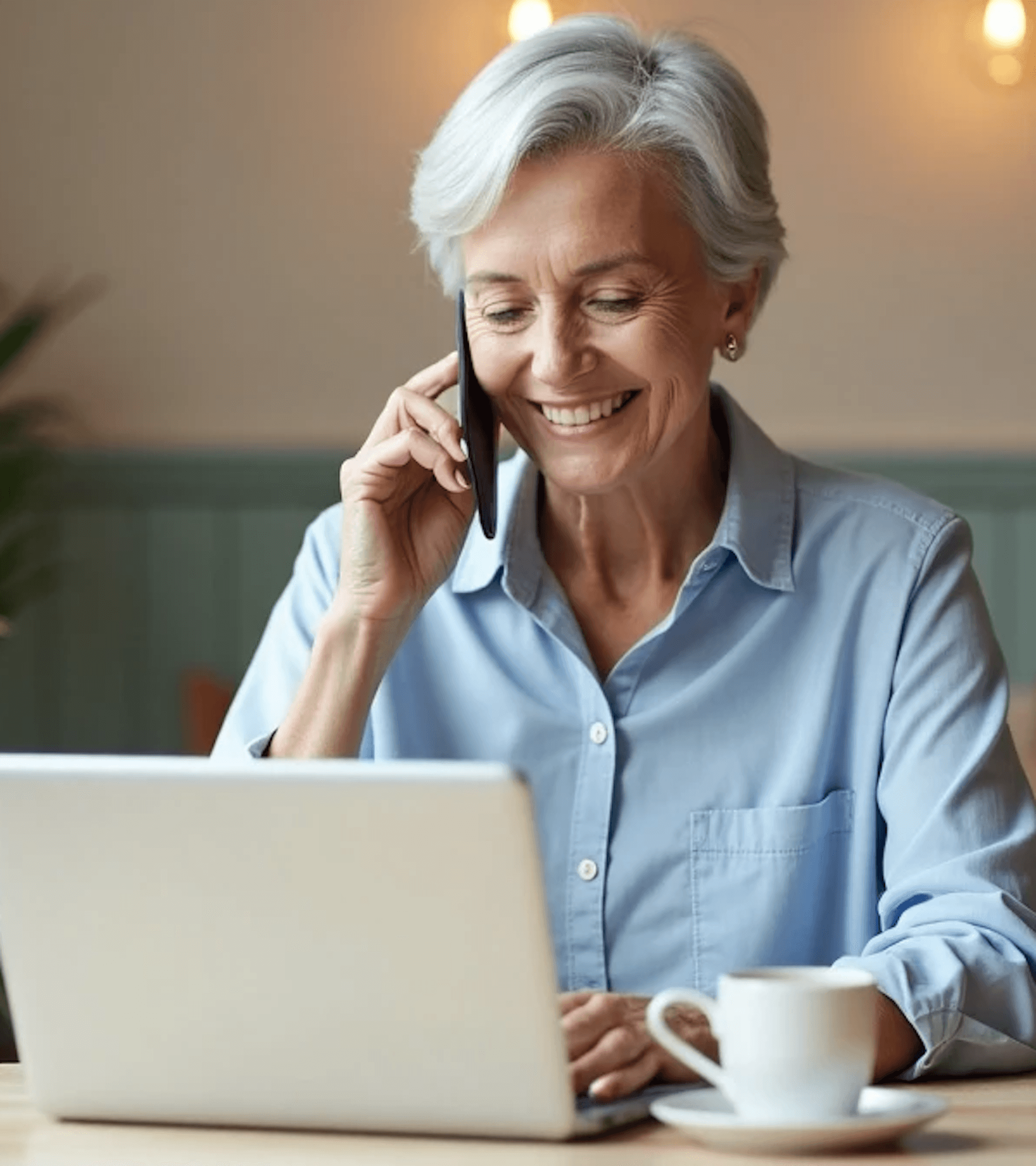 Senior woman researching insurance