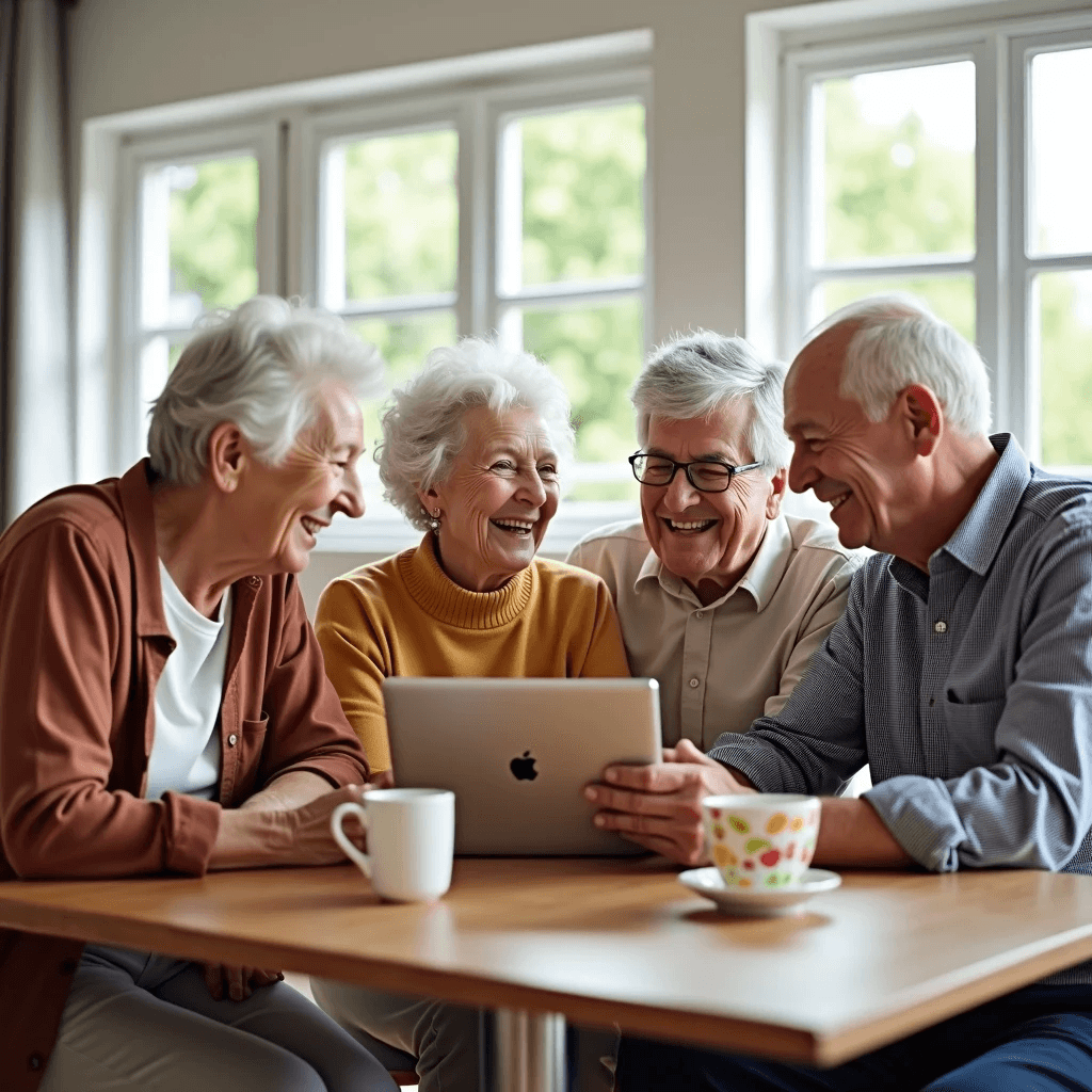 Seniors discussing insurance