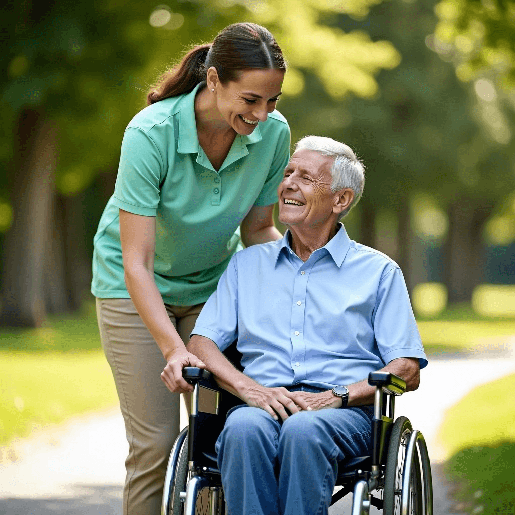 Senior with caretaker